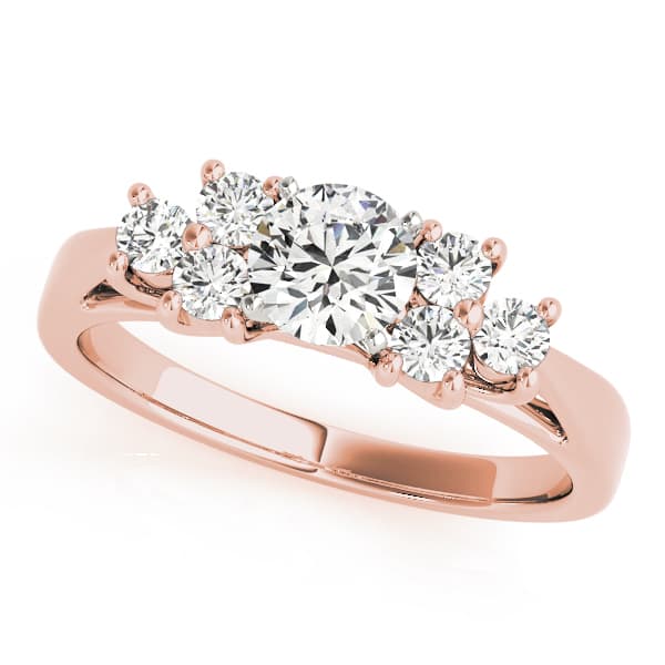 Cluster Side Trellis Engagement Ring, style 50055, Front view in rose gold