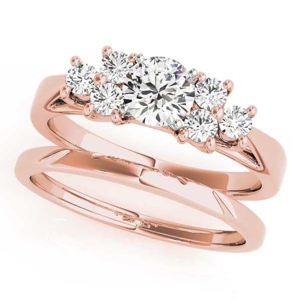 Cluster Side Trellis Engagement Ring, style 50055, On hand view in rose gold