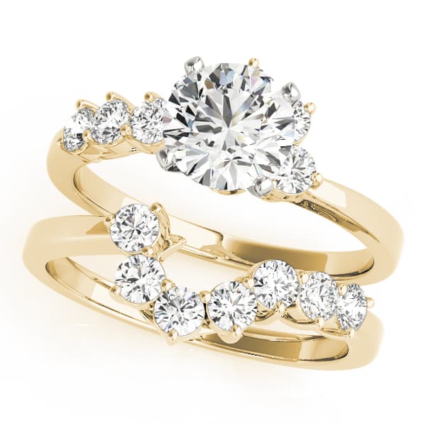 Bypass Peg Head Engagement Ring, style 50058, On hand view in yellow gold