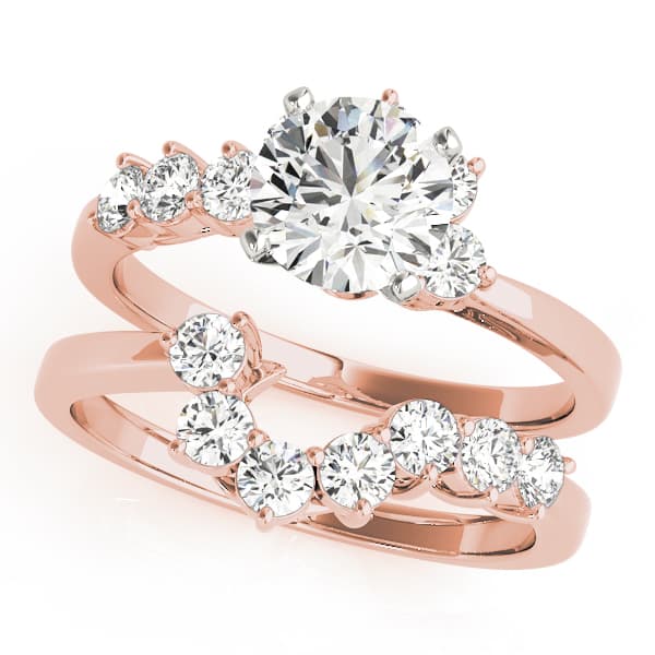 Bypass Peg Head Engagement Ring, style 50058, On hand view in rose gold