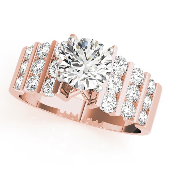 Multi-Row Channel Set Peg Head Engagement Ring, style 50059, Front view in rose gold