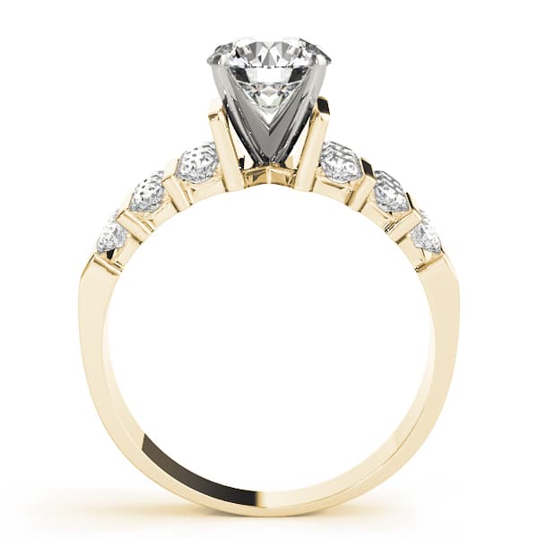 Multi-Row Channel Set Peg Head Engagement Ring, style 50059, Side view in yellow gold