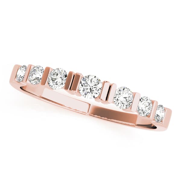 Single Row Bar Set Wedding Band (1/3 ct. tw.), Front view in rose gold