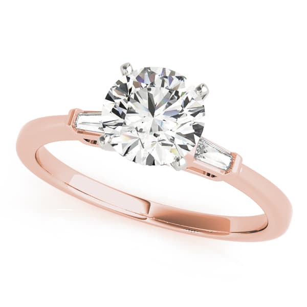 3-Stone Tapered Baguette Peg Head Engagement Ring in Rose gold