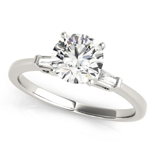 3-Stone Tapered Baguette Peg Head Engagement Ring — style 50074 in 10k White Gold