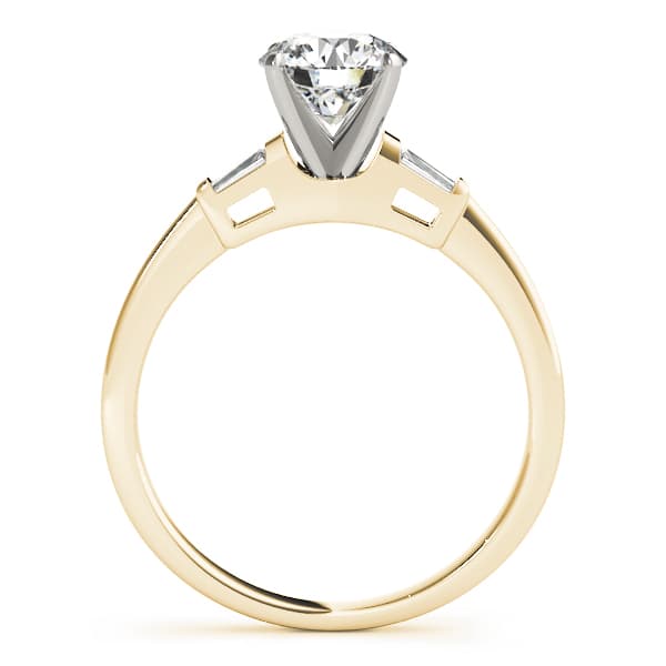 3-Stone Tapered Baguette Peg Head Engagement Ring, style 50074, Side view in yellow gold