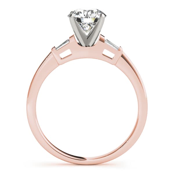 3-Stone Tapered Baguette Peg Head Engagement Ring, style 50074, Side view in rose gold