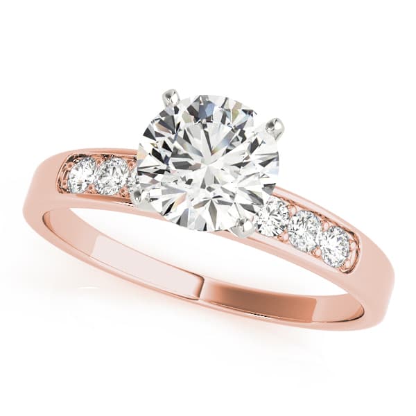 Single Row Channel Set Peg Head Engagement Ring in Rose gold