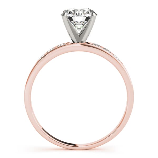 Single Row Channel Set Peg Head Engagement Ring, style 50076, Side view in rose gold