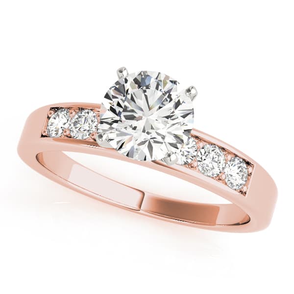 Prong In Channel Single Row Peg Head Engagement Ring, style 50077, Front view in rose gold