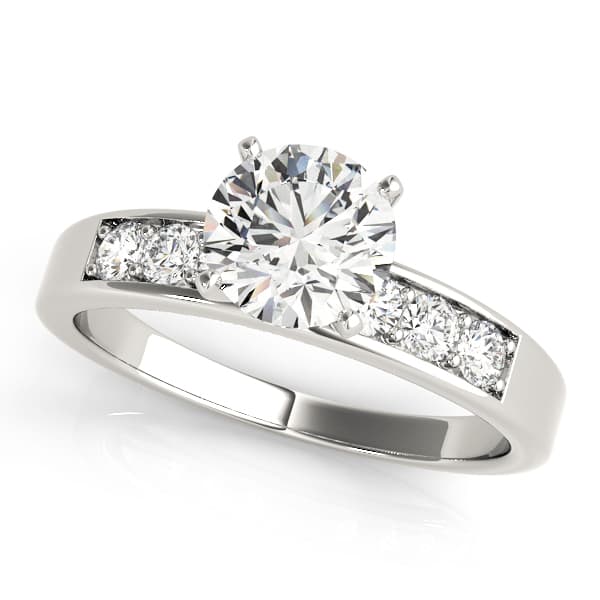Prong In Channel Single Row Peg Head Engagement Ring — style 50077 in 10k White Gold