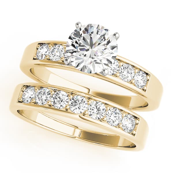 Prong In Channel Single Row Peg Head Engagement Ring, style 50077, On hand view in yellow gold