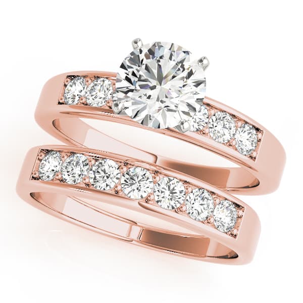 Prong In Channel Single Row Peg Head Engagement Ring, style 50077, On hand view in rose gold