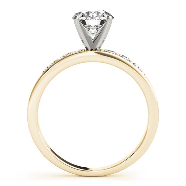 Prong In Channel Single Row Peg Head Engagement Ring, style 50077, Side view in yellow gold