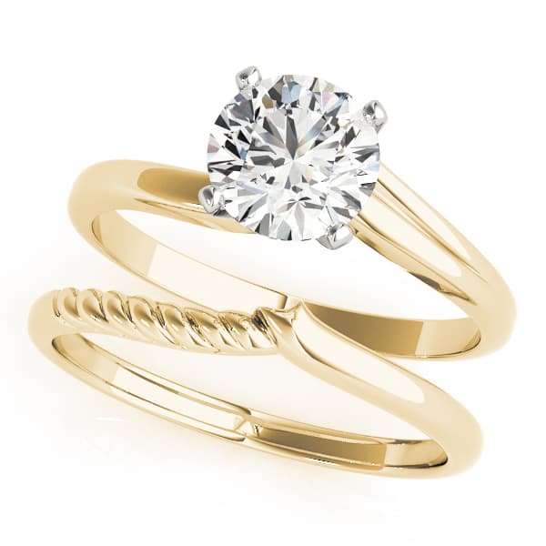Solitaire Swirl Engagement Ring, style 50078, On hand view in yellow gold
