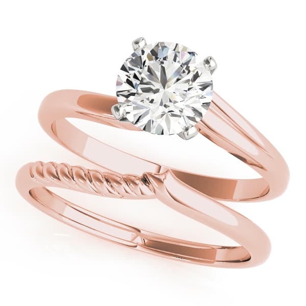 Solitaire Swirl Engagement Ring, style 50078, On hand view in rose gold