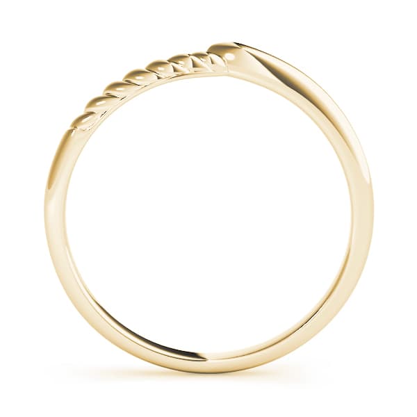 Braided Style Curved Wedding Band, Side view in yellow gold