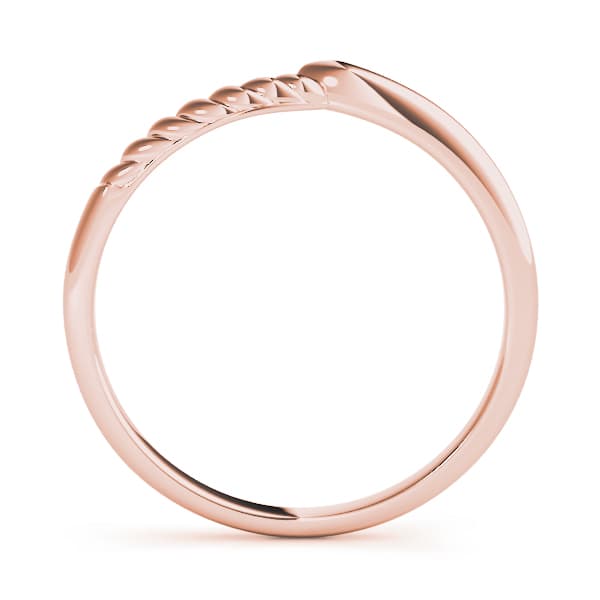 Braided Style Curved Wedding Band, Side view in rose gold