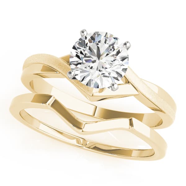 Twisted Shank Solitaire Engagement Ring, style 50083, On hand view in yellow gold