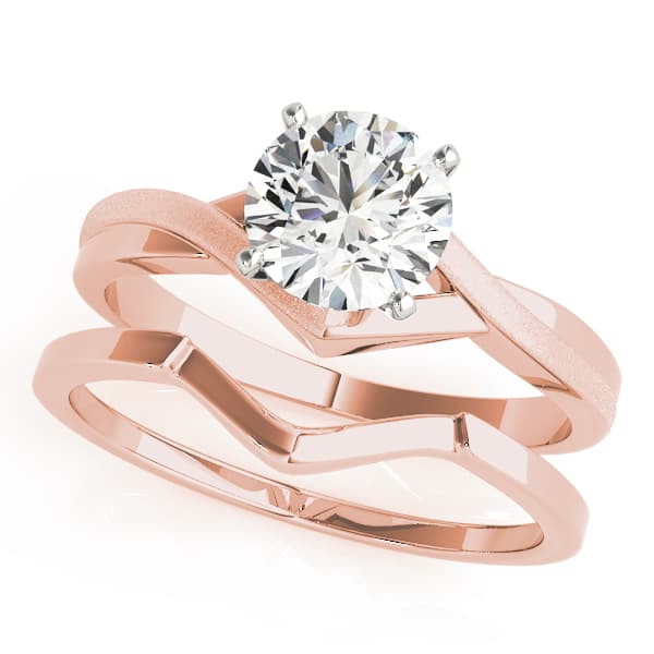 Twisted Shank Solitaire Engagement Ring, style 50083, On hand view in rose gold
