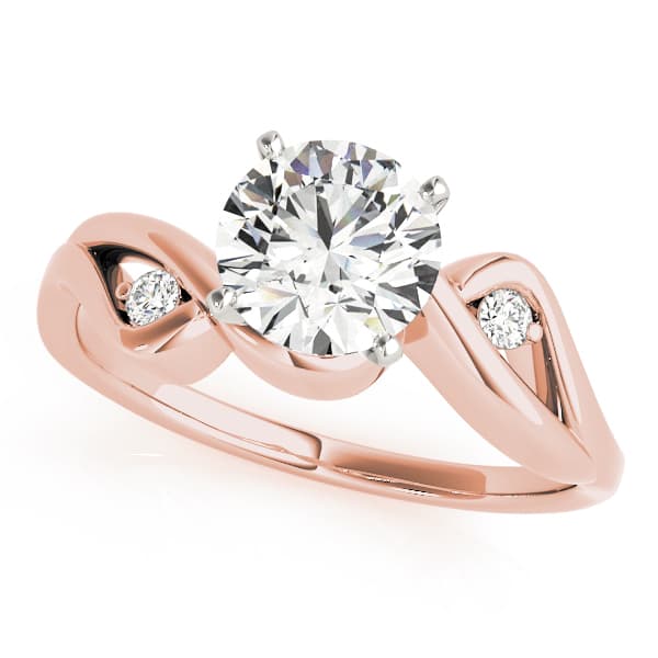 Bypass Peg Head Engagement Ring in Rose gold