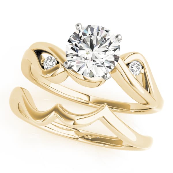 Bypass Peg Head Engagement Ring, style 50085, On hand view in yellow gold