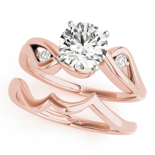 Bypass Peg Head Engagement Ring, style 50085, On hand view in rose gold
