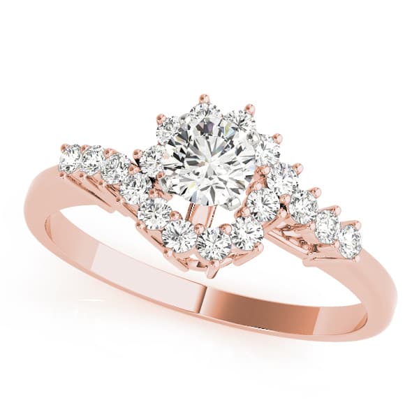 Bypass Halo Peg Head Engagement Ring in Rose gold