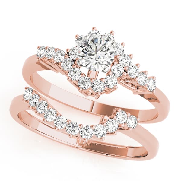 Bypass Halo Peg Head Engagement Ring, style 50088, On hand view in rose gold