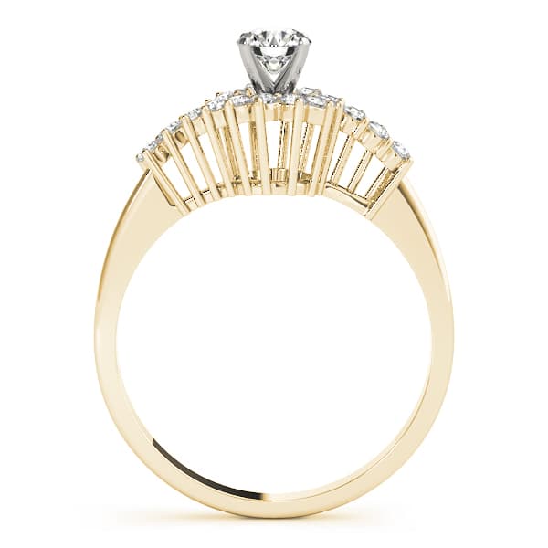 Bypass Halo Peg Head Engagement Ring, style 50088, Side view in yellow gold