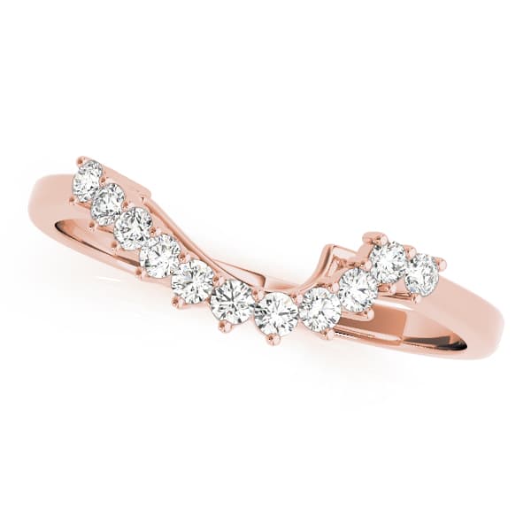 Single Row Prong Set Curved Wedding Band (1/8 ct. tw.), Front view in rose gold
