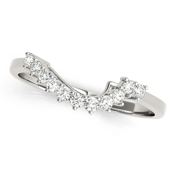 Single Row Prong Set Curved Wedding Band — View 1