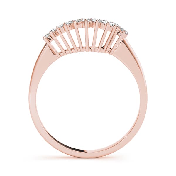 Single Row Prong Set Curved Wedding Band (1/8 ct. tw.), Side view in rose gold