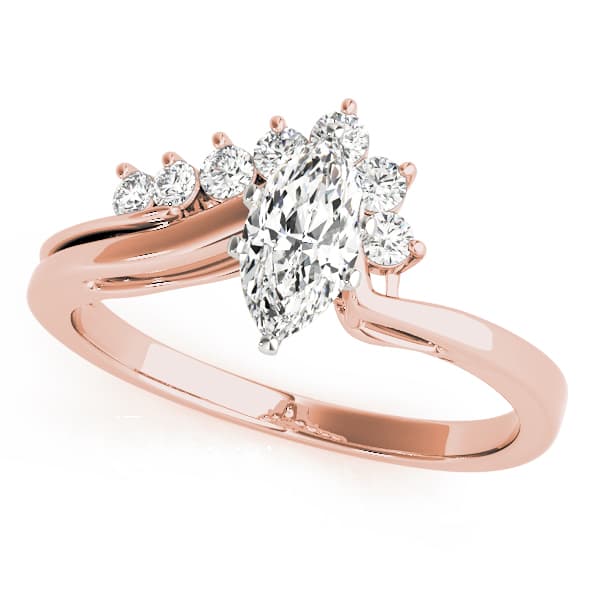 Bypass Peg Head Engagement Ring in Rose gold