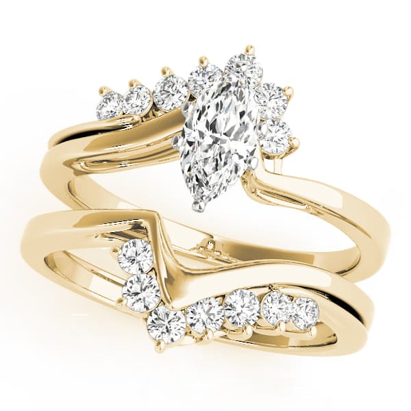 Bypass Peg Head Engagement Ring, style 50097, On hand view in yellow gold