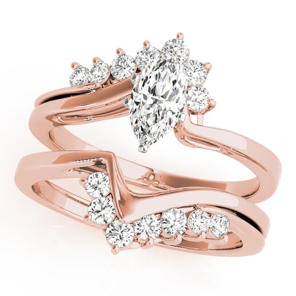 Bypass Peg Head Engagement Ring, style 50097, On hand view in rose gold