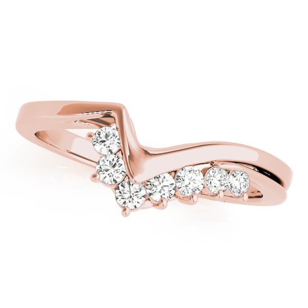 Curved Wedding Band (1/8 ct. tw.), Front view in rose gold
