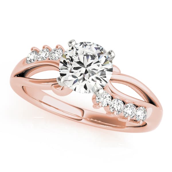 Bypass Peg Head Engagement Ring, style 50102, Front view in rose gold