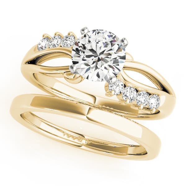 Bypass Peg Head Engagement Ring, style 50102, On hand view in yellow gold