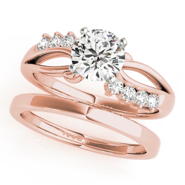 Bypass Peg Head Engagement Ring, style 50102, On hand view in rose gold