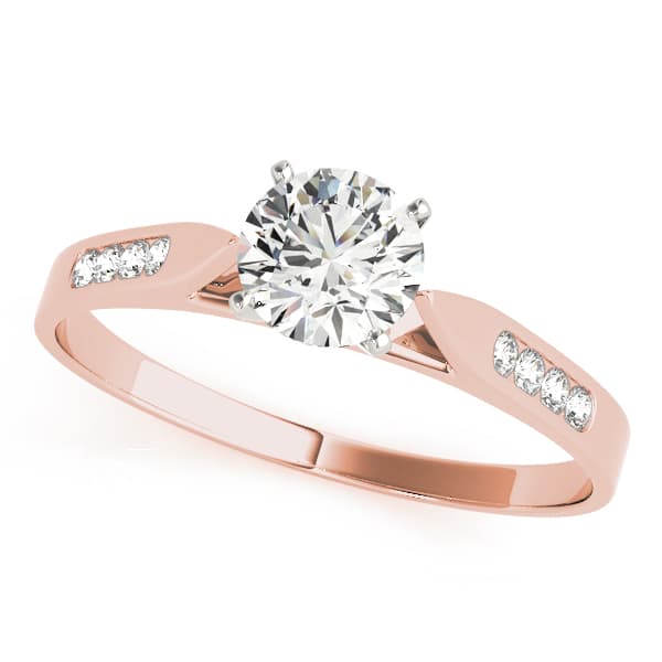Single Row Channel Set Engagement Ring in Rose gold