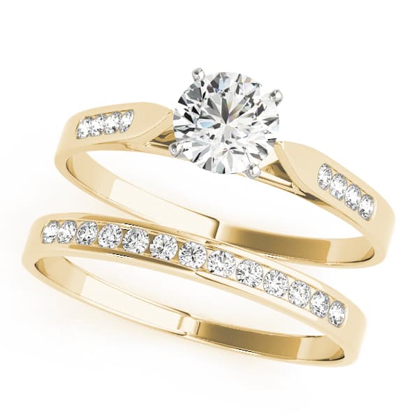 Single Row Channel Set Engagement Ring, style 50120, On hand view in yellow gold