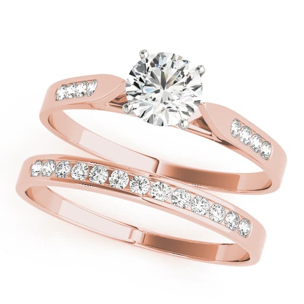 Single Row Channel Set Engagement Ring, style 50120, On hand view in rose gold