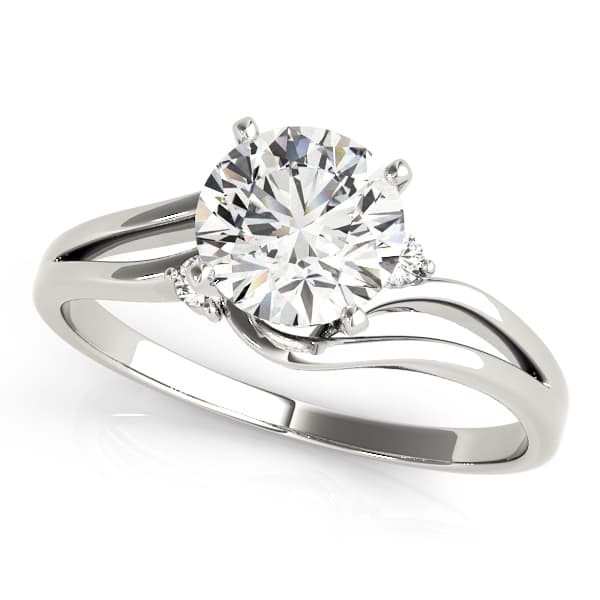 Solitaire Split Shank Engagement Ring — style 50132 in 10k White Gold