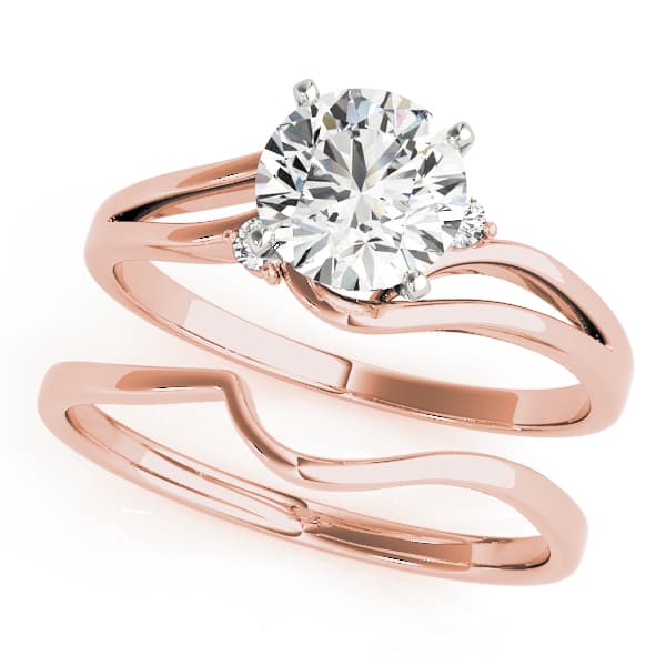 Solitaire Split Shank Engagement Ring, style 50132, On hand view in rose gold