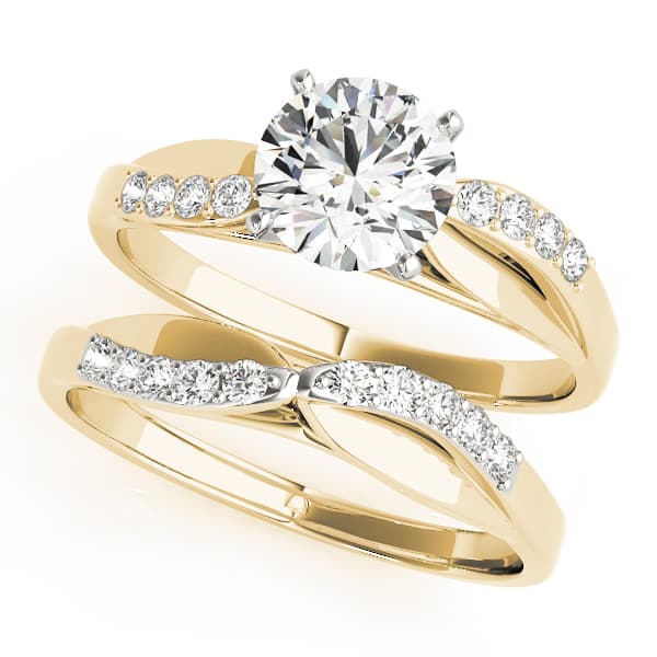 Bypass Split Shank Engagement Ring, style 50139, On hand view in yellow gold