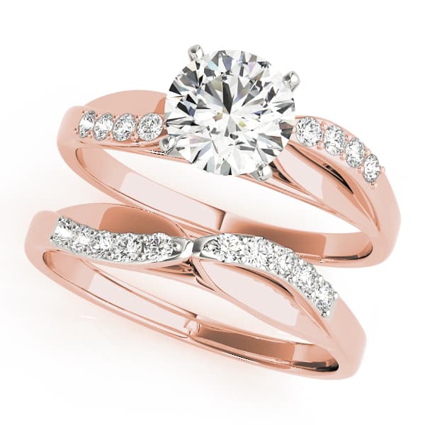 Bypass Split Shank Engagement Ring, style 50139, On hand view in rose gold