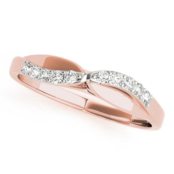 Split Shank Curved Wedding Band (0.1 ct. tw.), Front view in rose gold
