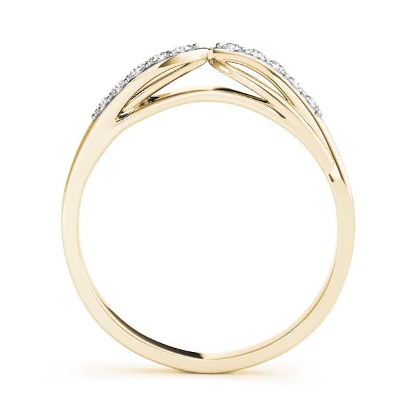 Split Shank Curved Wedding Band (0.1 ct. tw.), Side view in yellow gold