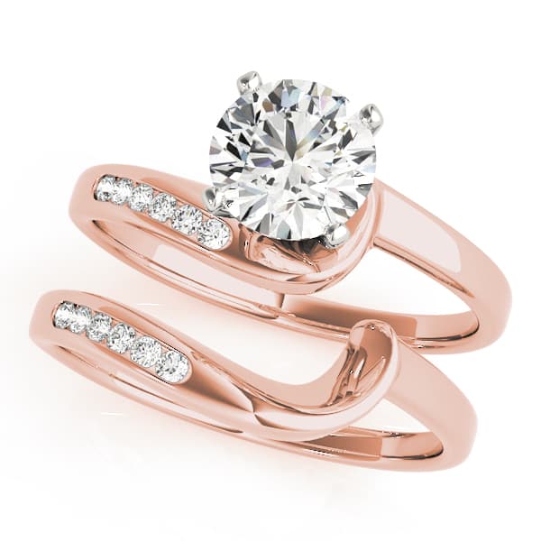 Bypass Channel Set Engagement Ring, style 50141, On hand view in rose gold